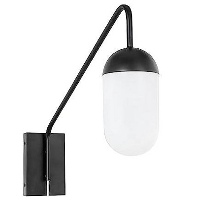 Kace Black and Frosted White Glass Wall Sconce