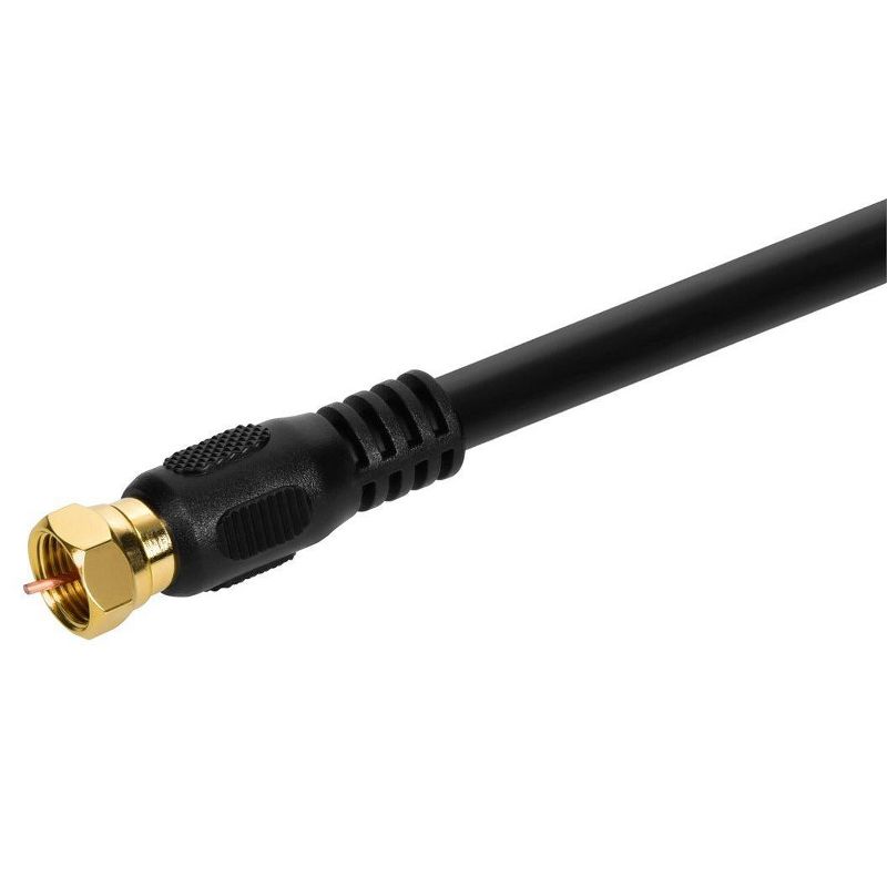 Monoprice Coaxial Cable - 1.5 Feet - Black | 18AWG, 75Ohm, RG6 Quad Shield CL2 with F Type Connector, 2 of 7