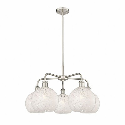 White Mouchette - 5 Light Stem Hung Chandelier In Modern Style-15.5 Inches Tall and 26 Inches Wide