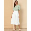 INSPIRE CHIC Women's Casual Elastic Waist Peasant A-Line Midi Skirts with Pockets - 3 of 4
