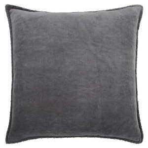 HomeRoots Dark Gray Solid Pearl Beaded Edge Throw Pillow - 1 of 4