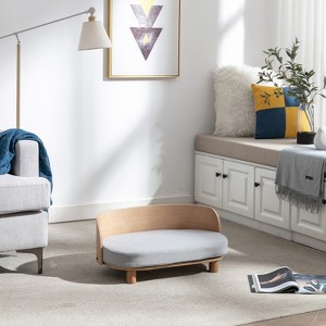 VisioGear Elevated Dog Bed Pet Sofa With Solid Wood legs and Bent Wood Back, Cushion, Grey, 26"*15.7"*10.6" - 1 of 4