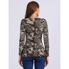 INSPIRE CHIC Women's Long Sleeves Padded Shoulder Scoop Neck Printed Peplum Shirt - 4 of 4