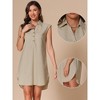 INSPIRE CHIC Women's Summer Linen Sleeveless V Neck Collared Casual Slit Beach Tunic Mini Dress - 2 of 4