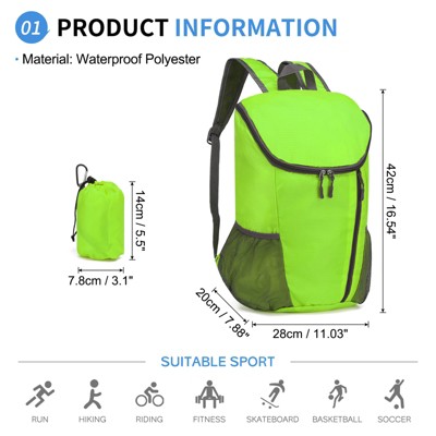 Unique Bargains Packable Large Capacity Camping Travel Hiking Backpack Green — фото 3