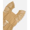 Deux par Deux Girl Chambray Dress with Embroidery Golden Beige - 4 of 4