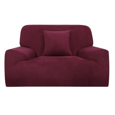 PiccoCasa Velvet Plush Stretch Sofa Slipcovers with Cushion Cover 2 Pcs