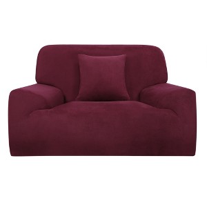 PiccoCasa Velvet Plush Stretch Sofa Slipcovers with Cushion Cover 2 Pcs - 1 of 3