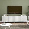 Gulches White TV Stand Entertainment Center Fits TVs up to 65 in with Two Drawers Metal Legs Particle Board - 2 of 4