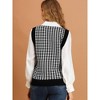 Allegra K Women's Round Neck Sleeveless Houndstooth Plaid Knitted Sweater Vest - 3 of 4