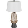 Cal Lighting Hanko 100W 3 Way Table lamp with 2W LED Night Light with Burlap Wrapped Glass and Metal Base - 3 of 4