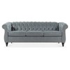 VYNXARIA 84.65 inch Rolled Arm Chesterfield 3 Seater Sofa,Gray + PU - 4 of 4