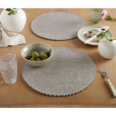 Gray Woven Water Resistant Round Paper Placemats Set of Six