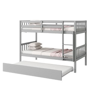 NicBex Twin Over Twin Bunk Bed with Trundle and Guardrail,Rubber Wood Twin Loft Bed with Ladder with Entrapment Barrier,Bunk Beds for Bedroom,Grey - 1 of 4