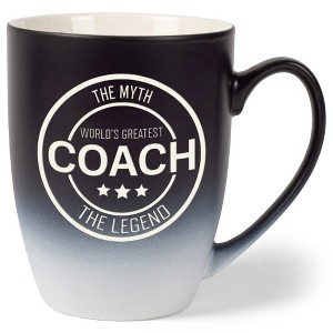 Elanze Designs World's Greatest Coach Two Toned Ombre Matte Black and White 12 ounce Ceramic Stoneware Coffee Cup Mug - 1 of 4