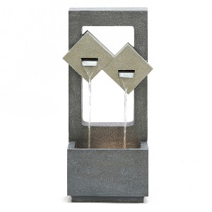 LuxenHome Cascading Gray Resin Rectangular Outdoor Fountain with Lights - 1 of 4