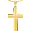 14k Yellow Gold 0.9" Reversible Diamond Cut & Polished Cross Charm Pendant with optional Adjustable Chain Necklace - 2 of 4