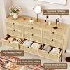 Brafab Rattan Dresser for Bedroom, 9 Drawer Mid-Century Natural Wood Dressers, Long Dresser TV Stand, Boho Closet Organizer Chests of Drawer - 3 of 4