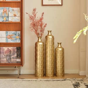 Floor Metal Vases Decorated White Metal vases Set of 3 gorgeous home decoration large glazed metal vases - 1 of 4