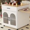 ORRD  Expandable Kitchen Island with Outlets & Storage, 80-inch Mobile Prep Table with Dining Extension, Solid Wood Top, White - 4 of 4