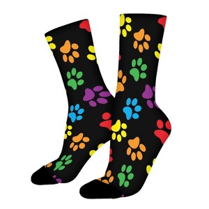 Dog Paws Women Printed Crew Socks Funny Funky Socks Soft Polyester Novelty Gifts for Artists Men - 1 of 1