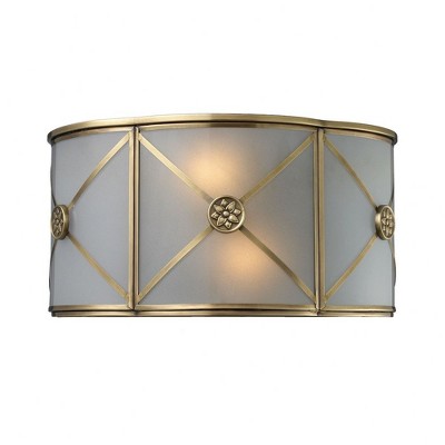 Preston Brushed Brass 2-Light Sconce with Frosted Glass Panels