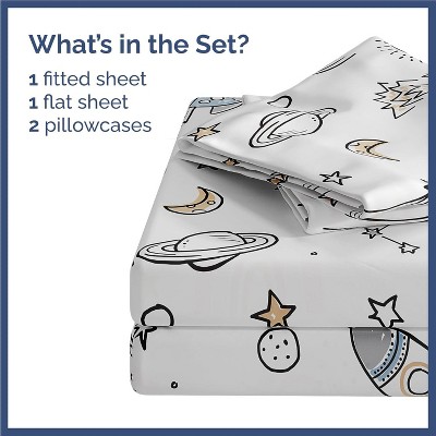 Kids Full Space Print Microfiber Deep Pocket Sheet Set