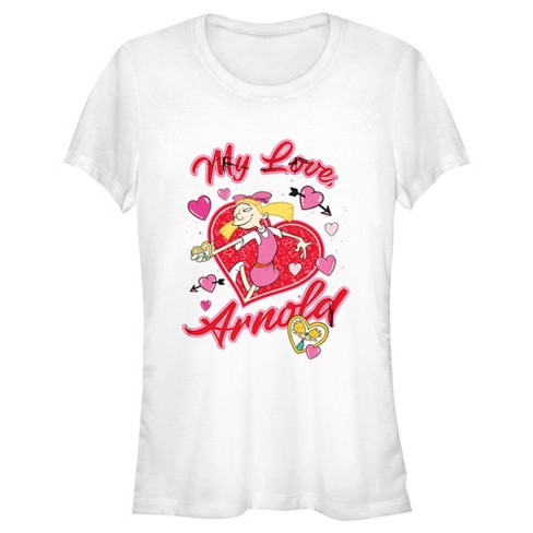 Juniors Womens Hey Arnold! My Love, Arnold! T-shirt - White - X Large ...