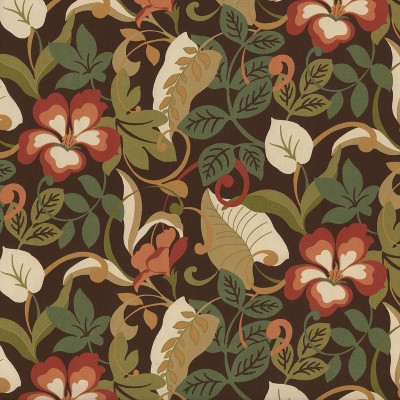Brown and Green Floral Outdoor Throw Pillow Set
