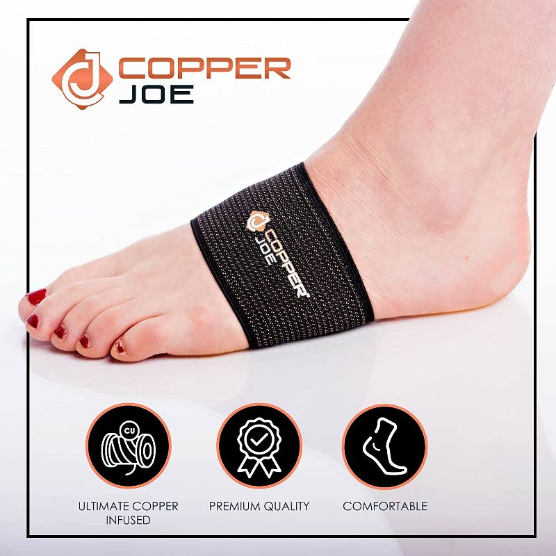 Copper Joe Ultimate Copper Infused Arch Support Sleeve Foot Brace Arch Support Sleeve Foot Arch Copper Arch Support, Compression Arch Support 1 Pair, 3 of 8