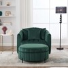 Velvet Oversized Swivel Accent Barrel Chair with Ottoman and 3 Pillows with Storage for Living Room, Bedroom, Lounge - 3 of 4