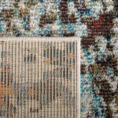 Elegant Grey/Blue Synthetic 2' x 8' Runner Rug for Easy Care