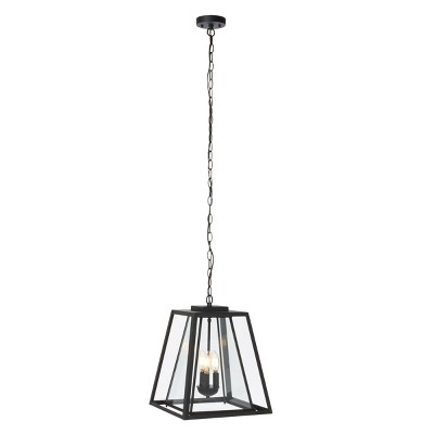 Rydler 16'' Black and Clear Glass Industrial Outdoor Pendant Light