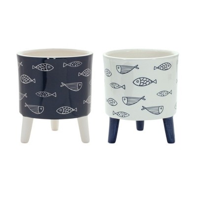 Melrose Coastal Fish Pattern Planter (Set of 12)