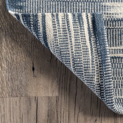 Reba Blue Stripe Handmade Wool-Blend 5' x 8' Area Rug