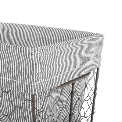 Rustic Bronze Rectangular Wire Baskets with Liners, Set of 3