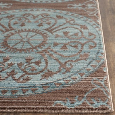 Valencia Brown and Blue 4' x 6' Synthetic Reversible Area Rug