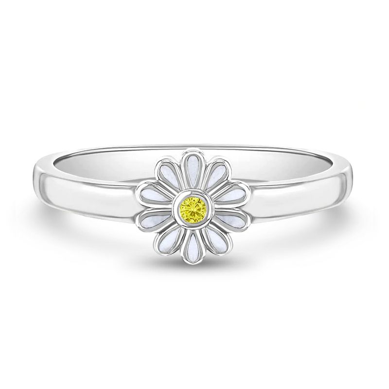Girl's CZ Daisy Sterling Silver Ring - In Season Jewelry, 1 of 4