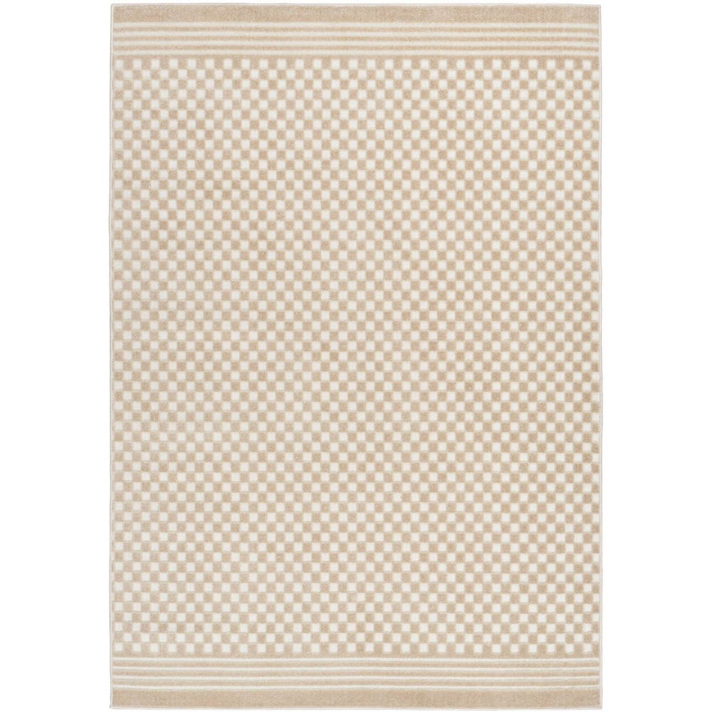 Photos - Area Rug Nourison 6'7"x9'2" Care Free Checkered Machine Woven Indoor  Beige 