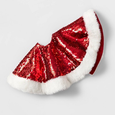 16" Reversible Sequined Mini Christmas Tree Skirt Silver/Red - Wondershop™
