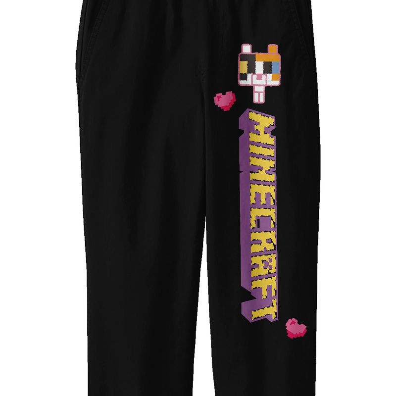 Minecraft Block Kitten with Stylized Logo Youth Black Graphic Sweatpants, 2 of 3