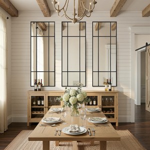 Spassway Rectangle Window Pane Decorative Mirrors Metal Frame Wall Mounted Vanity Mirror for Living Room Bedroom Entryway Black/Gold - 1 of 4