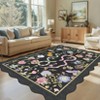 Washable Scalloped Area Rugs Floral Printed Dining Room Carpet Non Slip Low Pile Accent Rug Farmhouse Snake Indoor Floor Cover for Living Room - 3 of 4