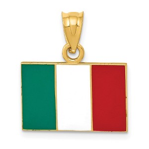 Black Bow Jewelry 14k Yellow Gold Enameled Flag of Italy Pendant - 1 of 4