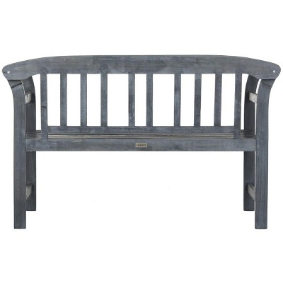 Transitional Ash Grey Acacia Wood 2-Seat Outdoor Bench