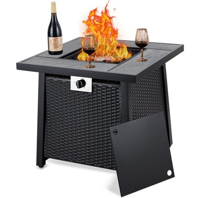 Patio 28''propane Fire Table With Lava Rock And Tabletop Lid : Target