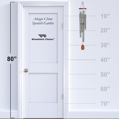 33'' Silver Aluminum and Teak Wind Chime