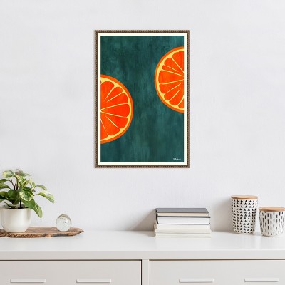 Orange Slices Abstract Canvas Print with Bronze Frame