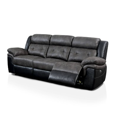 Melio Sofa with 2 Powered Recliners Gray/Black - HOMES: Inside + Out