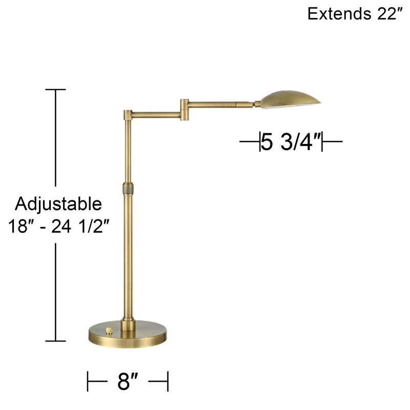 Possini Euro Design Eliptik 24 1/2" High Mid Century Modern Desk Lamp LED Adjustable Swing Arm Warm Gold Iron Single Home Office Living Room Bedroom, 4 of 10